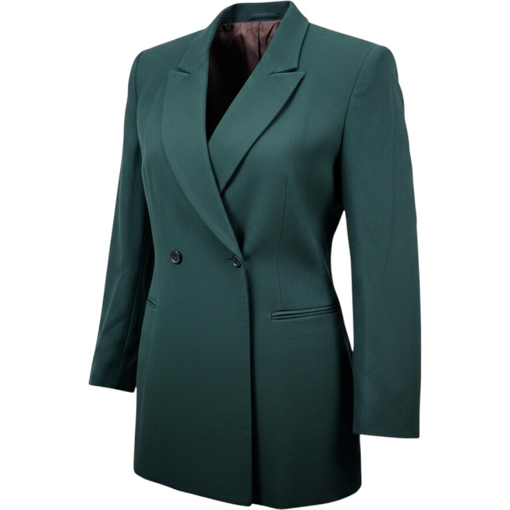 Jones New York Vintage Forest Green Wool Double Breasted Blazer Jacket SZ 12 NWT